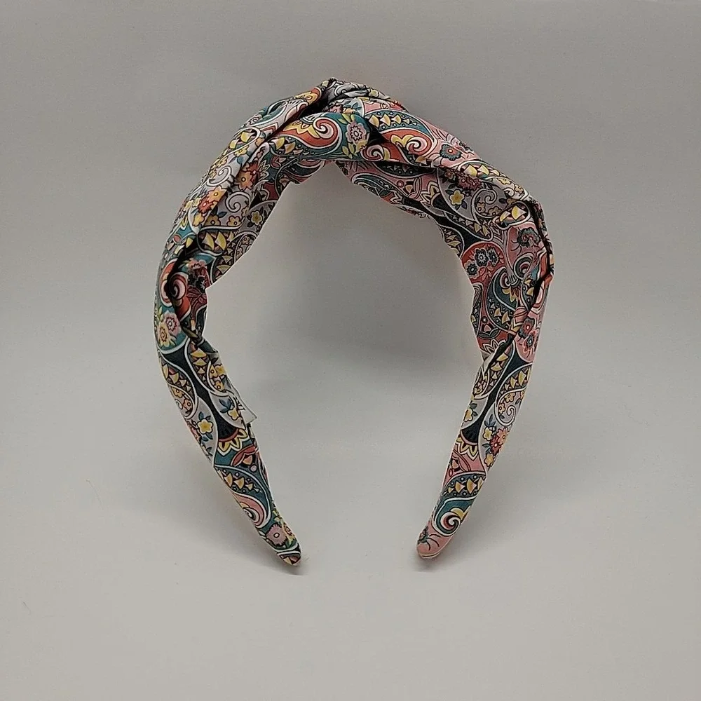 J. CREW Liberty Fabric Knot‎  Headband Paisley Floral Blue Coral Yellow Cotton